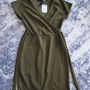 Rebel Sugar Olive Mini Wrap Dress